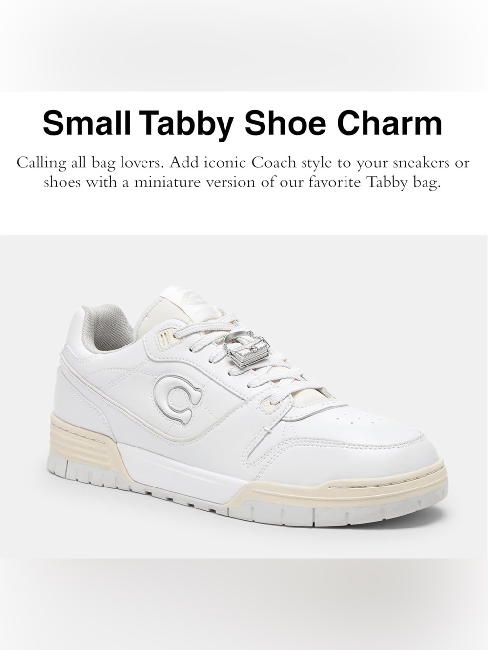 Coach Mini Tabby Bag Shoe Charm w/Hangtag Signature Silver Keychain 1x1.25x1.25 - Picture 3 of 4